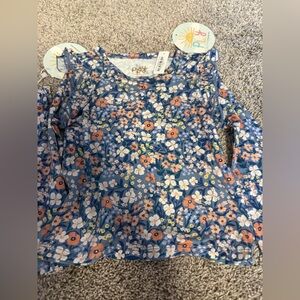 Little Sleepies floral long sleeve ruffle shirt and matching legging set 3T NWT